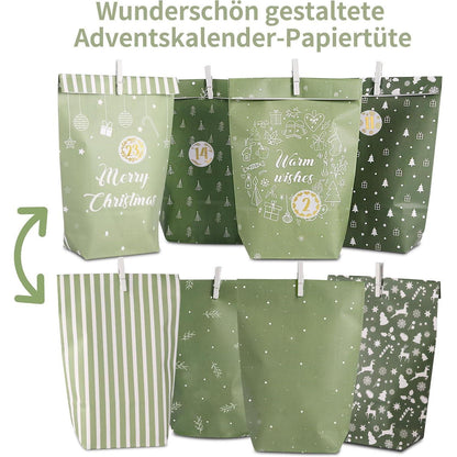 Adventskalender zum Befüllen mit Papier Adventstüten und