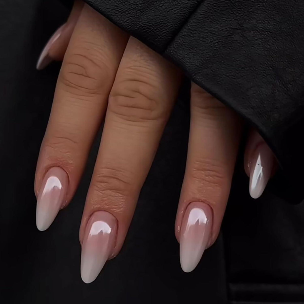 24er Set Künstliche Nägel Rosa Weiß Gradient mit Klebepads