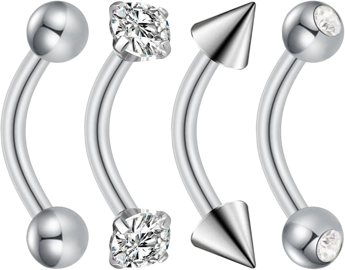 Bauchnabelpiercing 4 Stück Gold Silber Chirurgenstahl 14G 8mm