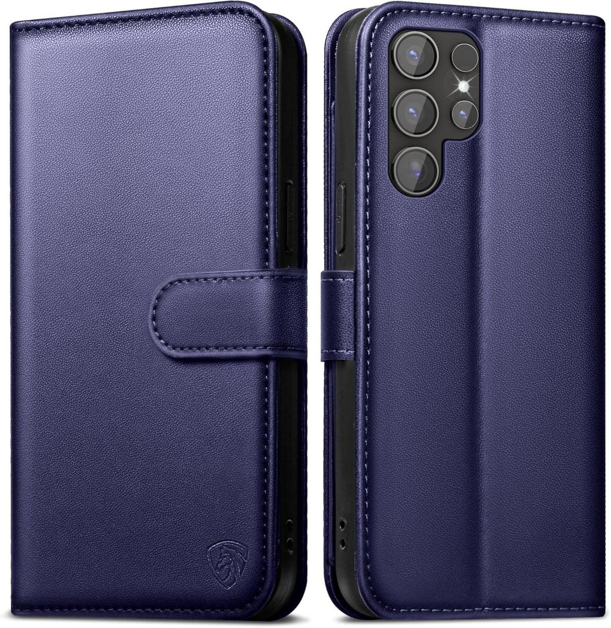 Handyhülle Samsung Galaxy S22 Ultra Leder Wallet Blau