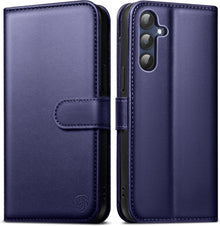 Samsung Galaxy A25 Hülle Wallet Premium Leder Blau Flip Case