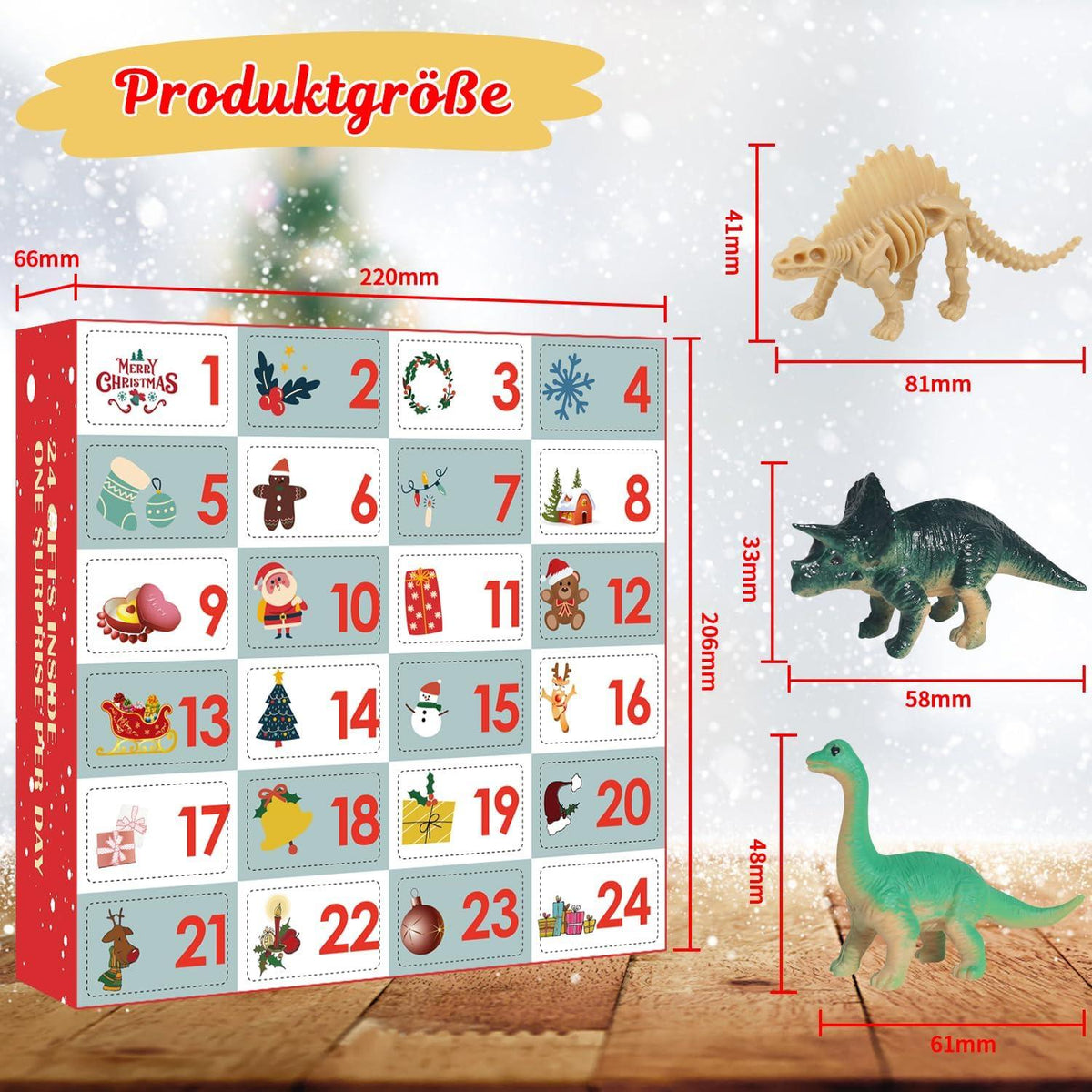 Adventskalender Dinosaurier Figuren 24 Stück Geschenk Kinder Weihnachten