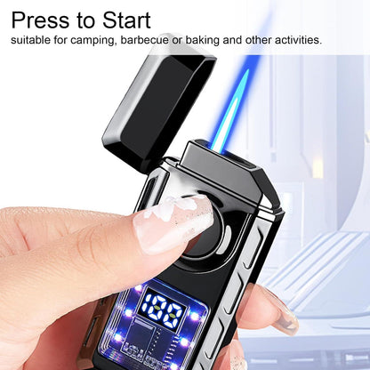 Dual Flame Lighter with Colored Lights, Adjustable Jet Flame - Blue