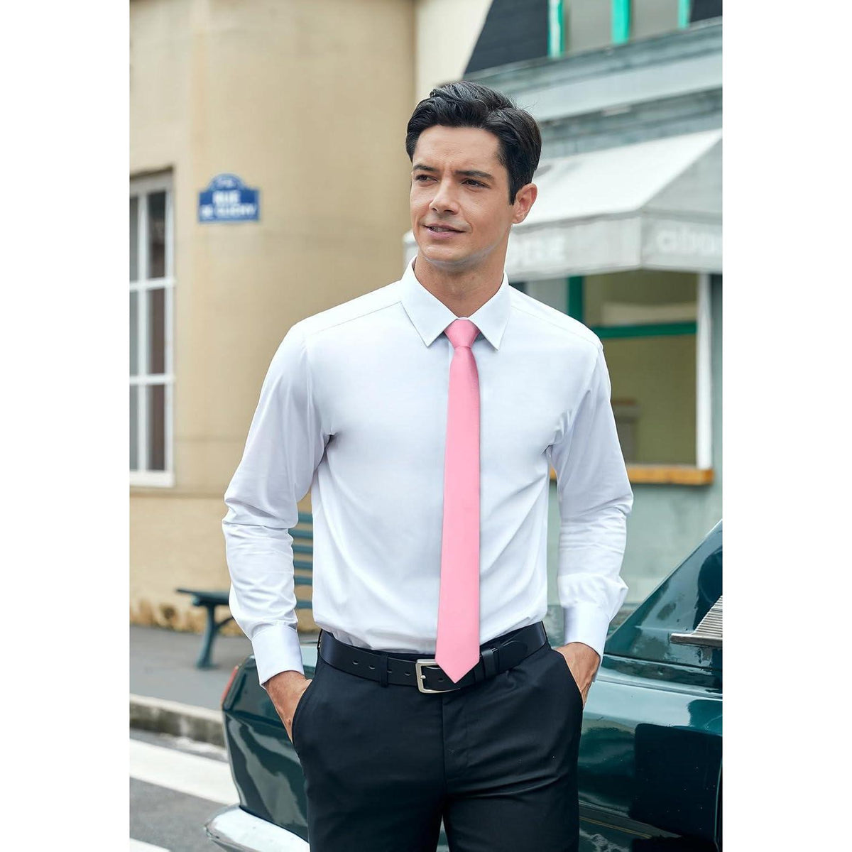 Schmale Seidenkrawatte für Herren – Klassisch & Elegant – 6cm – Dunkelrosa