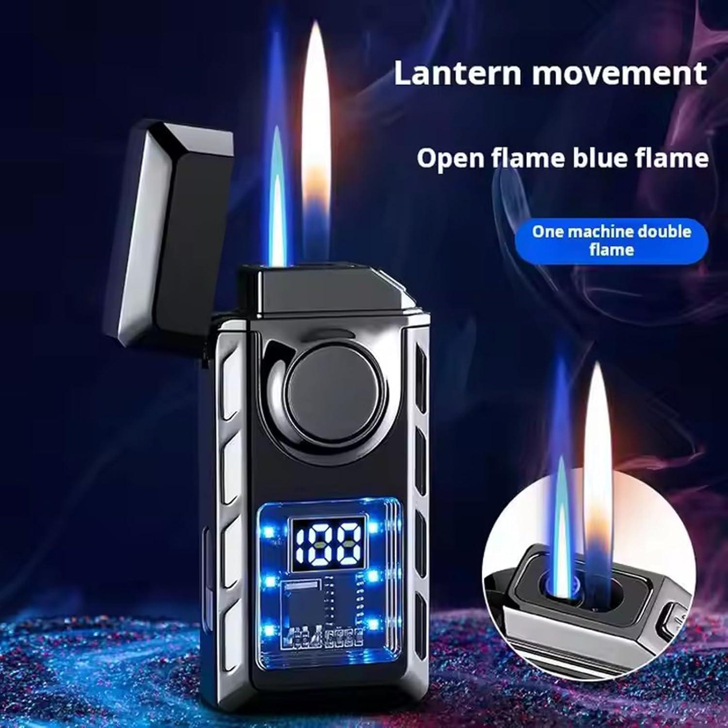Dual Flame Lighter mit farbigen Lichtern, nachfüllbar