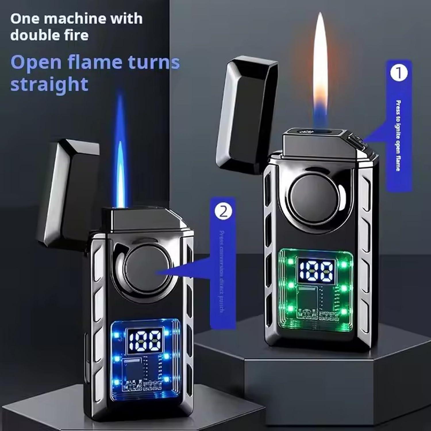 Dual Flame Lighter Colored Lights, Intelligente Jetflamme Feuerzeug