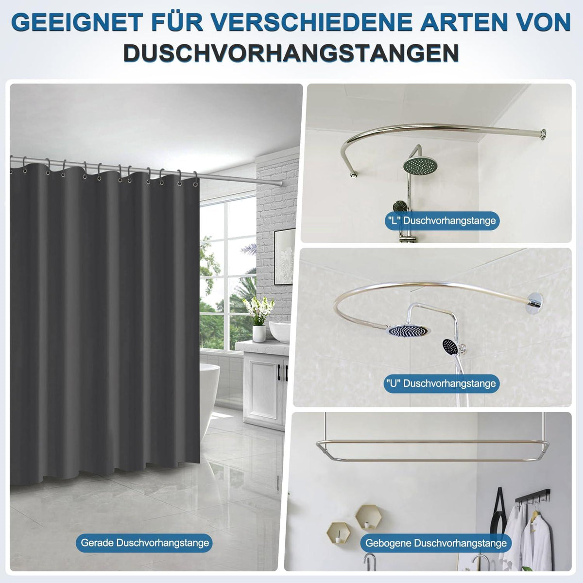 Duschvorhang Dark Grau 180x180 cm Anti-schimmel Wasserdicht Badezimmer
