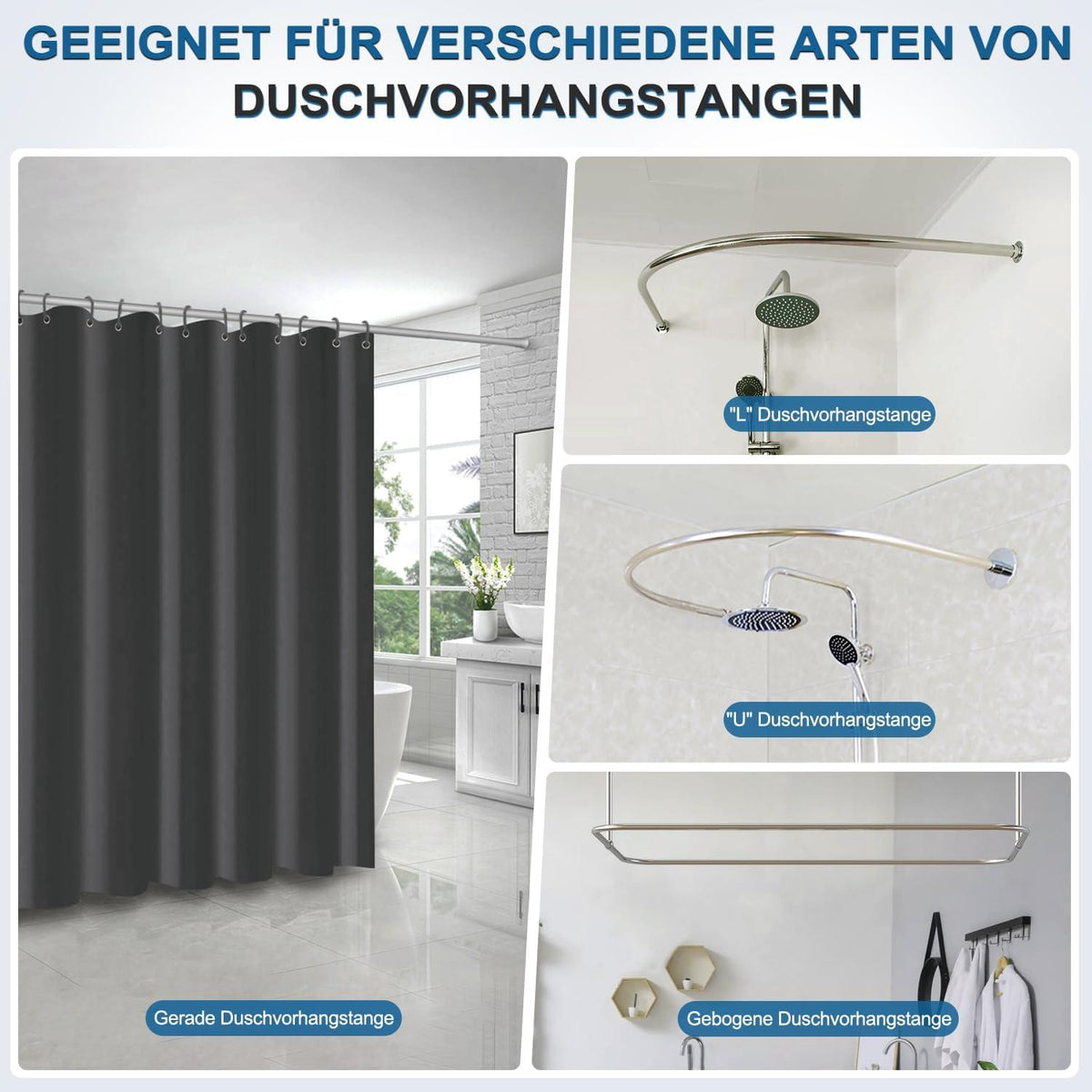 Funria Duschvorhang Schwarz 120x200cm Eva Anti-schimmel wasserdicht Badezimmer