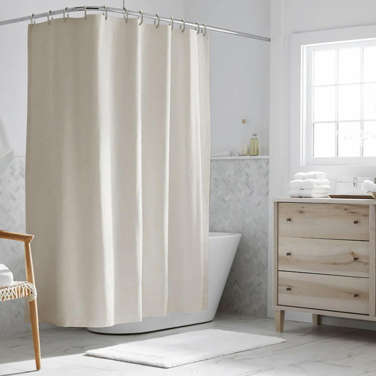 Moderne Funria Beige Duschvorhang 180x200 cm Wasserdicht Anti-schimmel