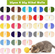 25er Set Häkelgarn Bunte Wolle zum Häkeln Stricken