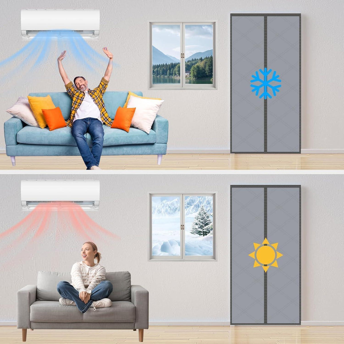 Thermo Türvorhang 90x200 cm – Wärmeschutz & Kälteschutz
