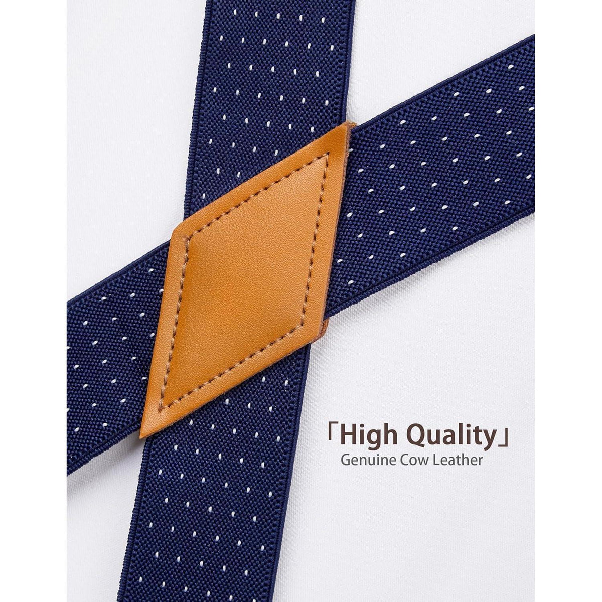 Herren Hosenträger X-Form 3,5cm Marineblau Polka Dot mit 4 Clips