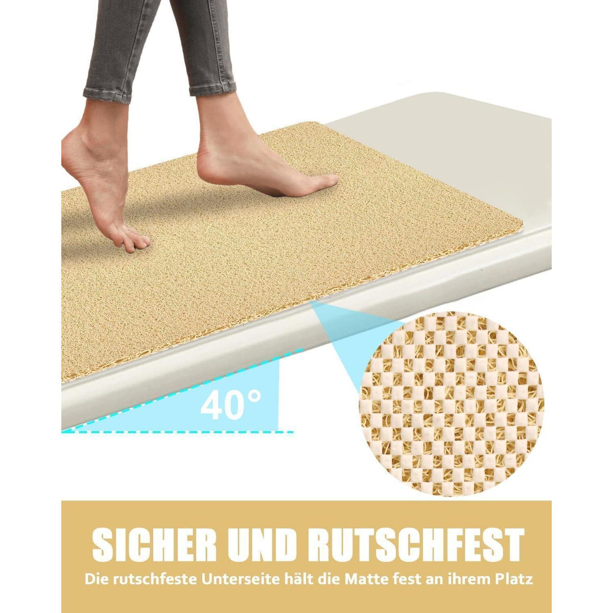 Rutschfeste Duschmatte 80x100 cm – Komfortable & Schnell Trocknende
