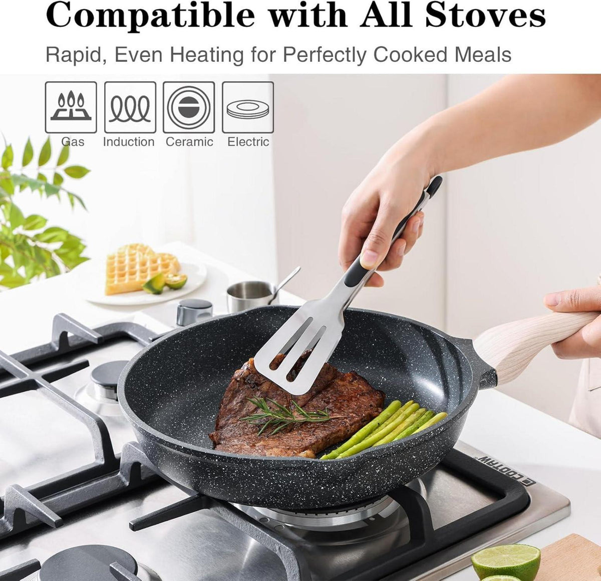 3-teiliges Bratpfannen-Set 20/24/28 cm Granit Induktion Pfanne Antihaft