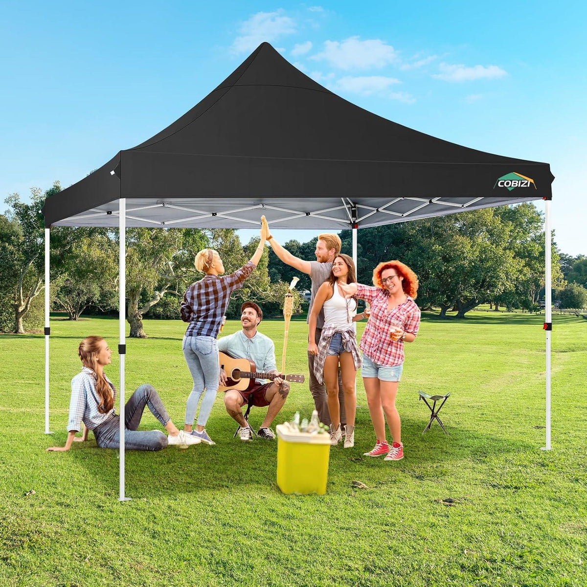 COBIZI Faltpavillon 3x3 Wasserdicht Stabil Schwarz