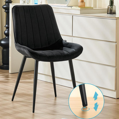 Samt Esszimmerstühle 4er Set mit Metallbeinen Schwarz