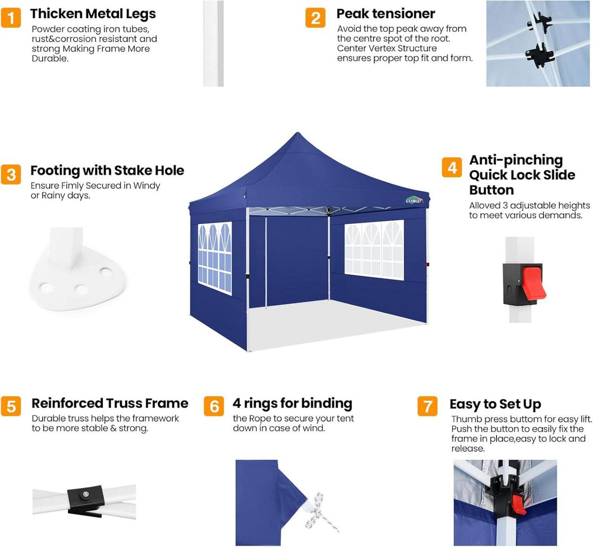 Faltpavillon 3x3 Wasserdicht Stabil Winterfest mit Seitenwänden