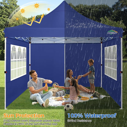 COBIZI Faltpavillon 3x3 Wasserdicht Stabil Winterfest mit Seitenwänden & Sandsack Blue