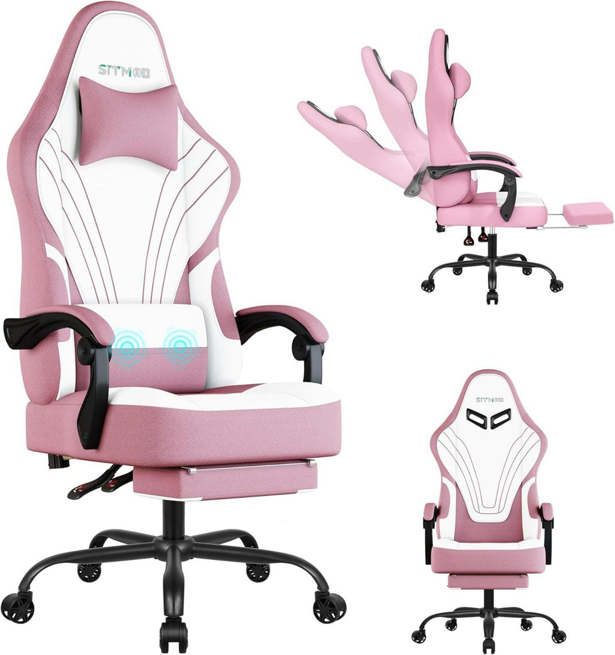 Ergonomischer Gaming Stuhl mit Fußstütze und
