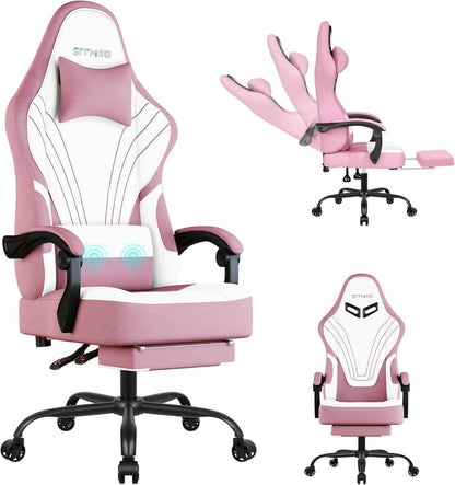 Ergonomischer Gaming Stuhl mit Fußstütze und