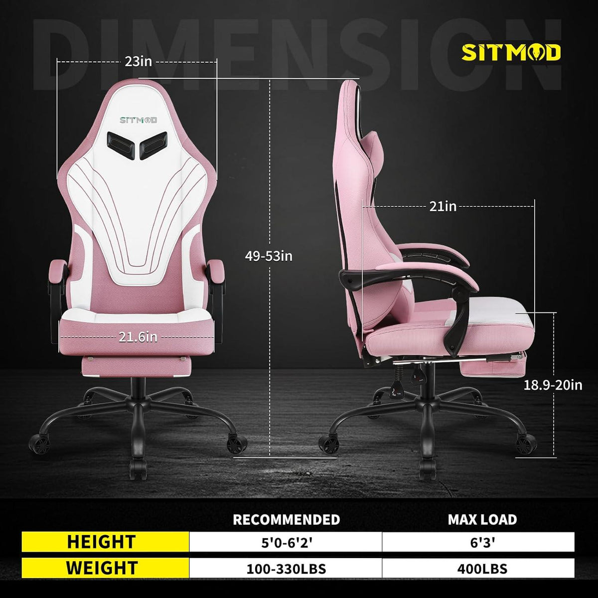 Ergonomischer Gaming Stuhl mit Fußstütze und