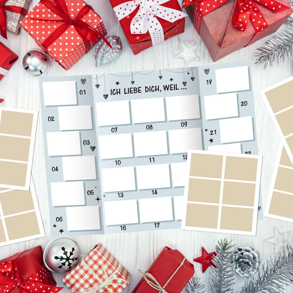 Adventskalender Rubbellos für Paare zum Selbstbefüllen