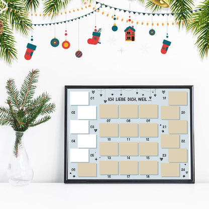 Adventskalender Rubbellos für Paare zum Selbstbefüllen