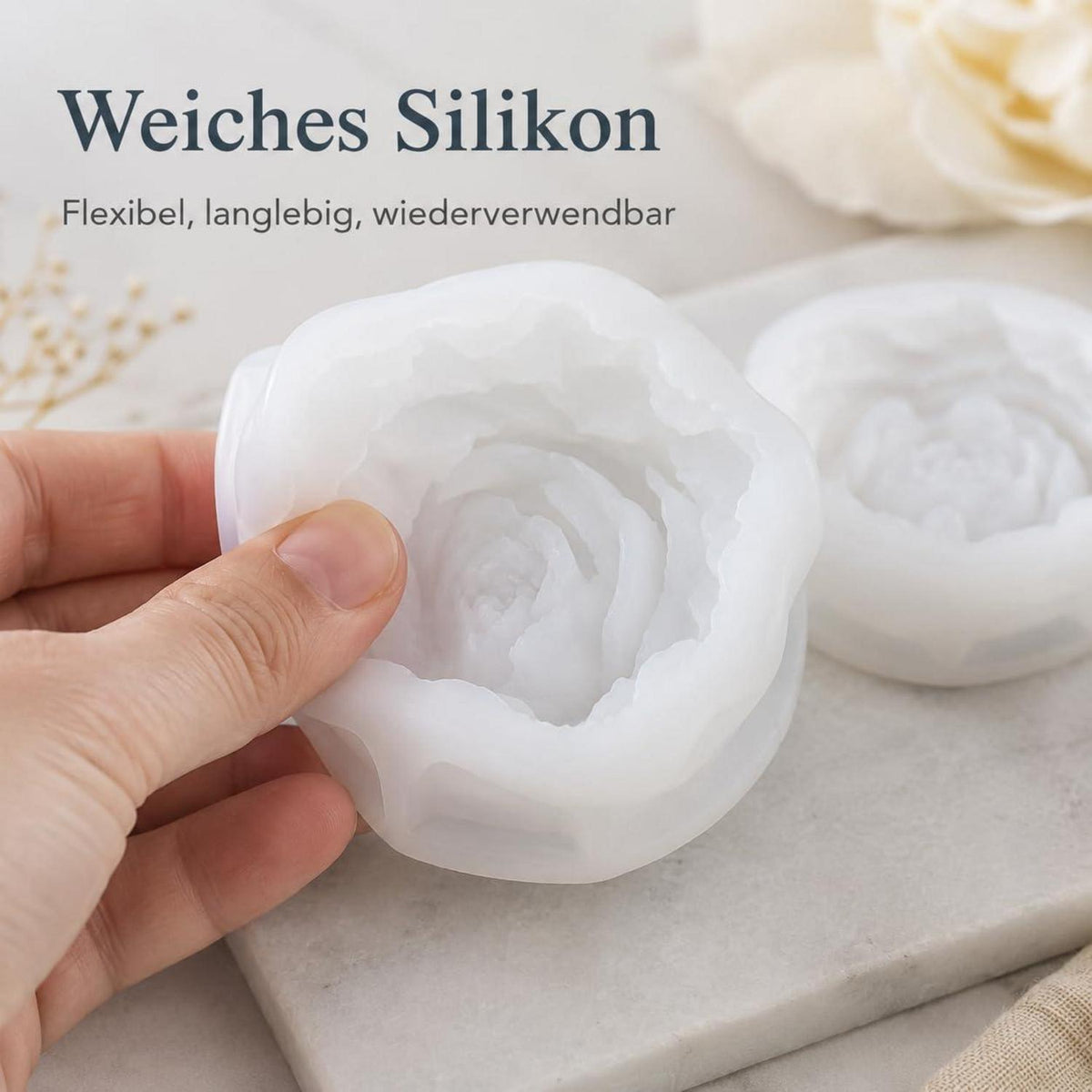 Silikonform Blumen für Kerzen, Seife & Epoxidharz