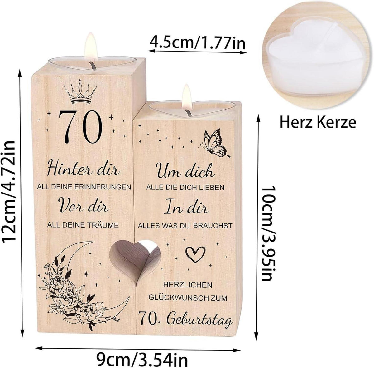 70. Geburtstag Frau Kerzenständer Herz Holzdeko Geschenk Idee