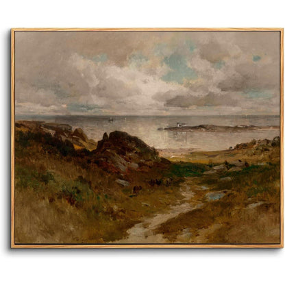 Vintage Meereslandschaft Leinwandbild mit Holzrahmen 60x90 cm