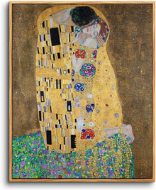 Vintage Leinwandbild Wanddeko 20x25cm mit Holzrahmen Klimt Der Kuss