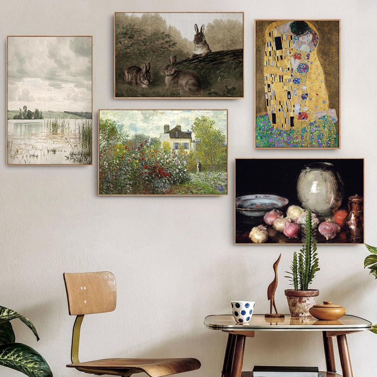 Vintage Leinwandbild mit Holzrahmen 30x40 cm Gustav Klimt Kunstwerk