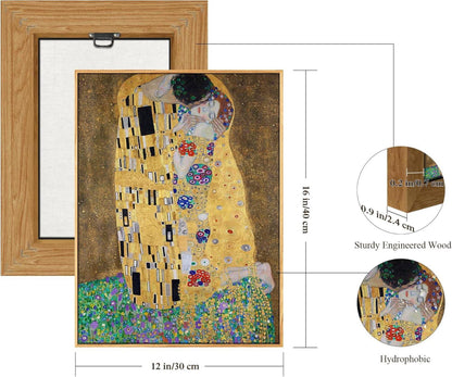 Vintage Leinwandbild 30x40cm mit Holzrahmen - Kuss Liebhaber Gustav Klimt Kunst