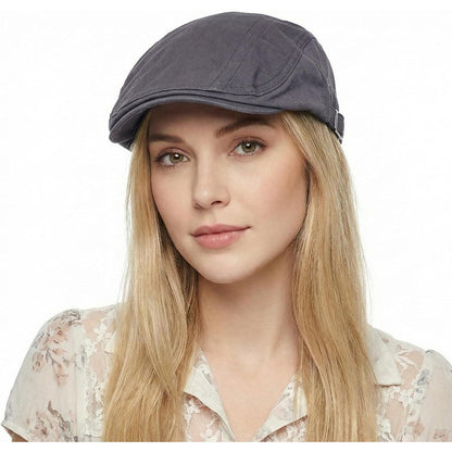 Baumwoll Flatcap Herren Sommer Schirmmütze Verstellbar Grau