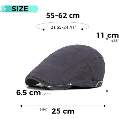 Baumwoll Flatcap Herren Sommer Schirmmütze Verstellbar Grau