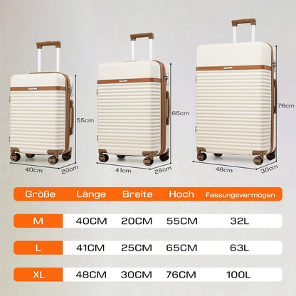 Joyway Kofferset weiß ABS Hartschale 3-tlg. erweiterbar TSA-Schloss 4 Rollen 66cm