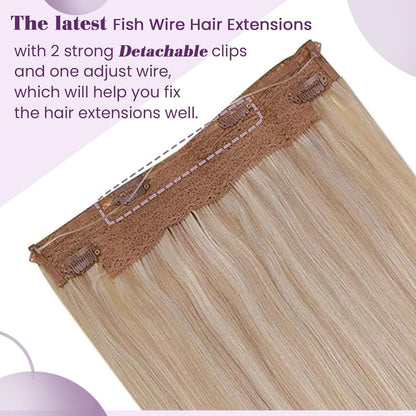 Echthaar Verlängerung Ashblond mit Draht – 45cm, 80g