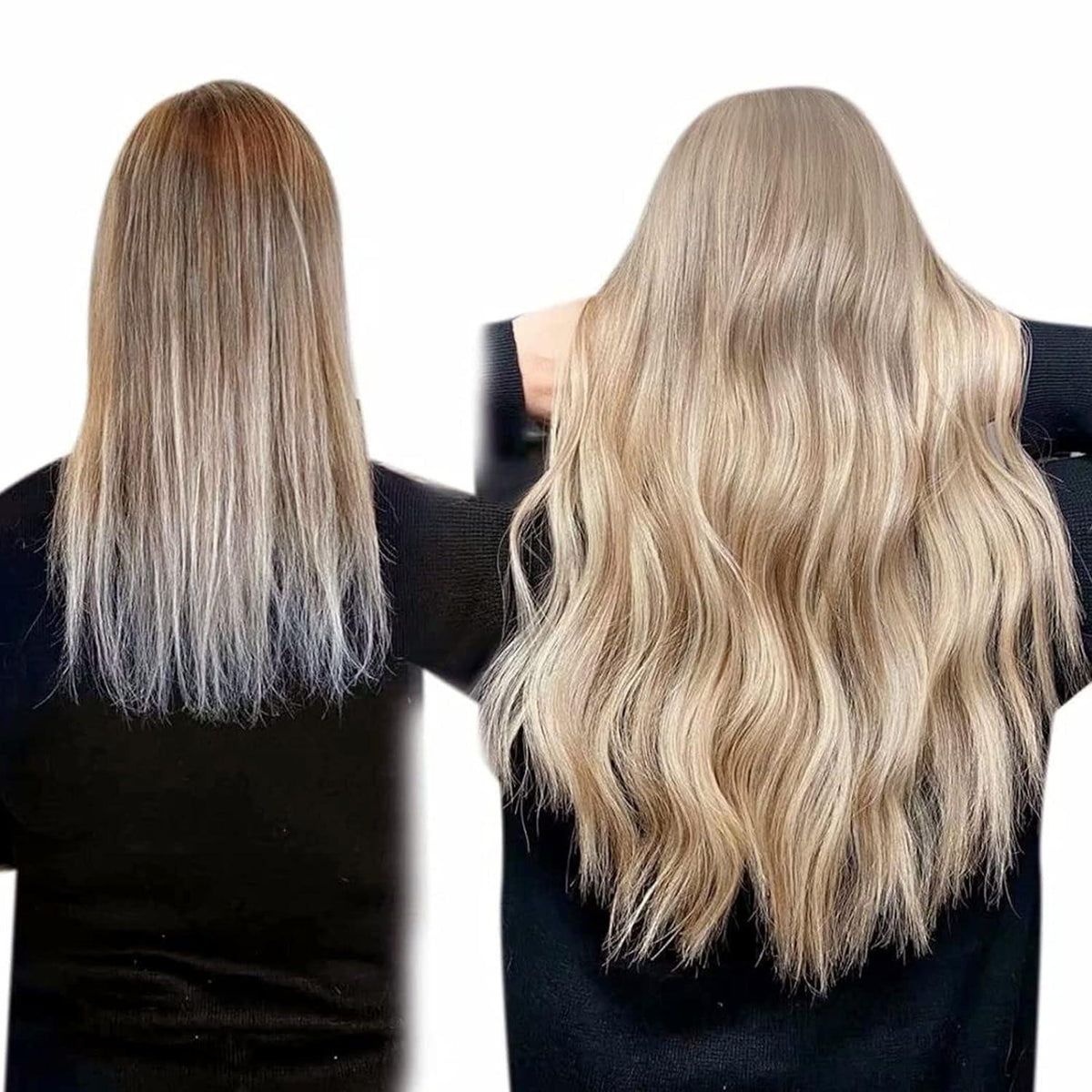 Echthaar Verlängerung Ashblond mit Draht – 45cm, 80g