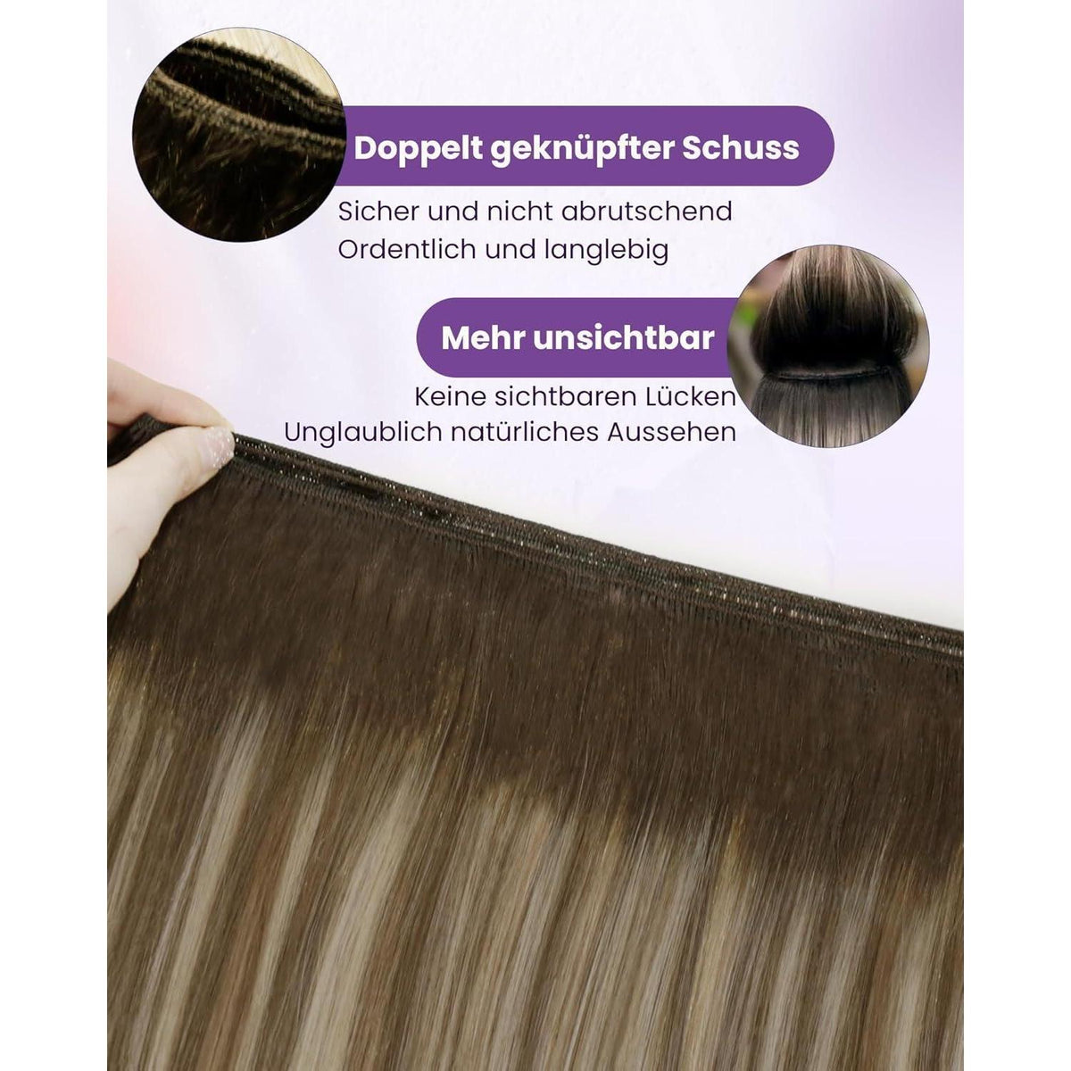 Echthaar Tressen Blayage Braun Ombre 35cm Weft Extensions