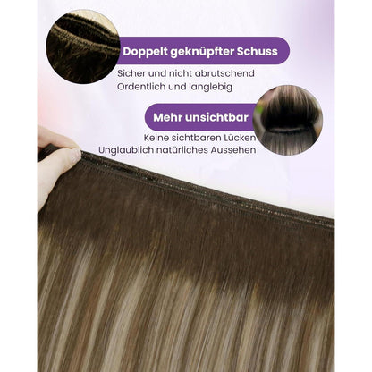 Echthaar Tressen Blayage Braun Ombre 35cm Weft Extensions