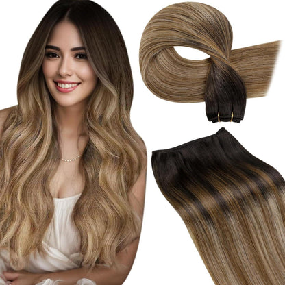 Echthaar Tressen Braun Ombre – 45cm, 100g, #2/6/18