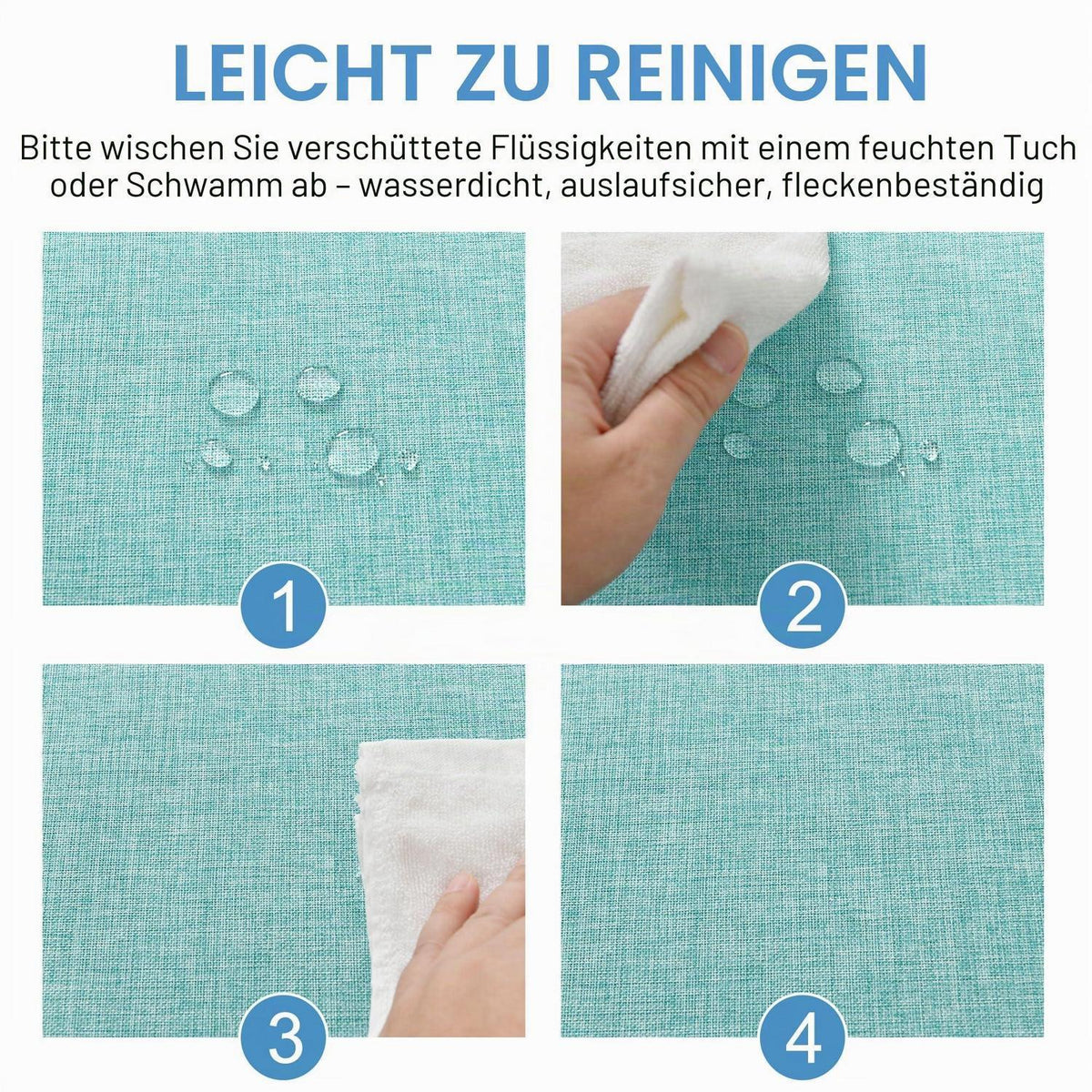 Runde Tischdecke Blau 180cm Leinenoptik Abwaschbar Outdoor