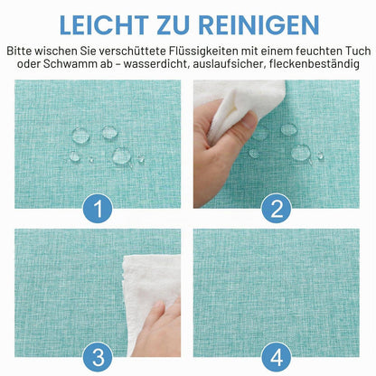 Runde Tischdecke Blau 180cm Leinenoptik Abwaschbar Outdoor