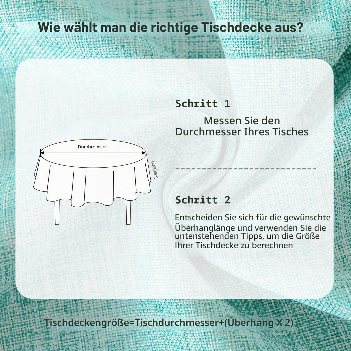 Runde Tischdecke Blau 180cm Leinenoptik Abwaschbar Outdoor