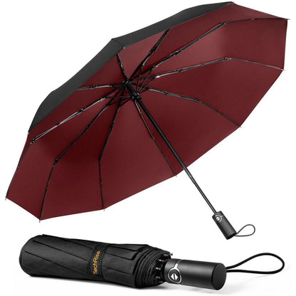 Taschenschirm Sturmfest 10 Rippen Rot & Schwarz