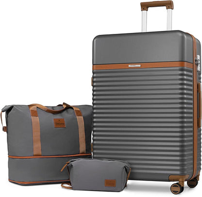 Kofferset 3-teilig ABS Hartschalen Trolley 4 Rollen TSA-Schloss Grau