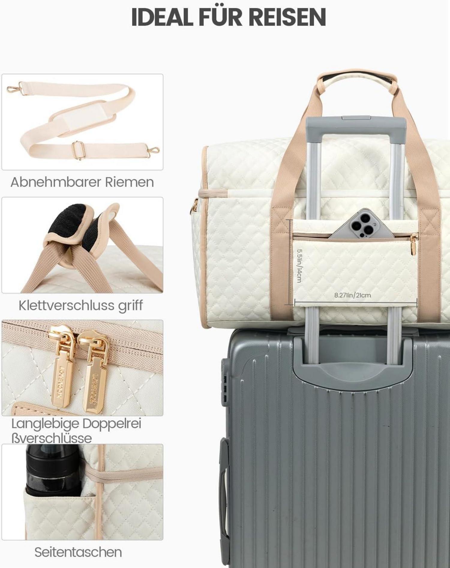 Reisetasche Weekender Damen Große Öffnung Wasserdicht Handgepäck