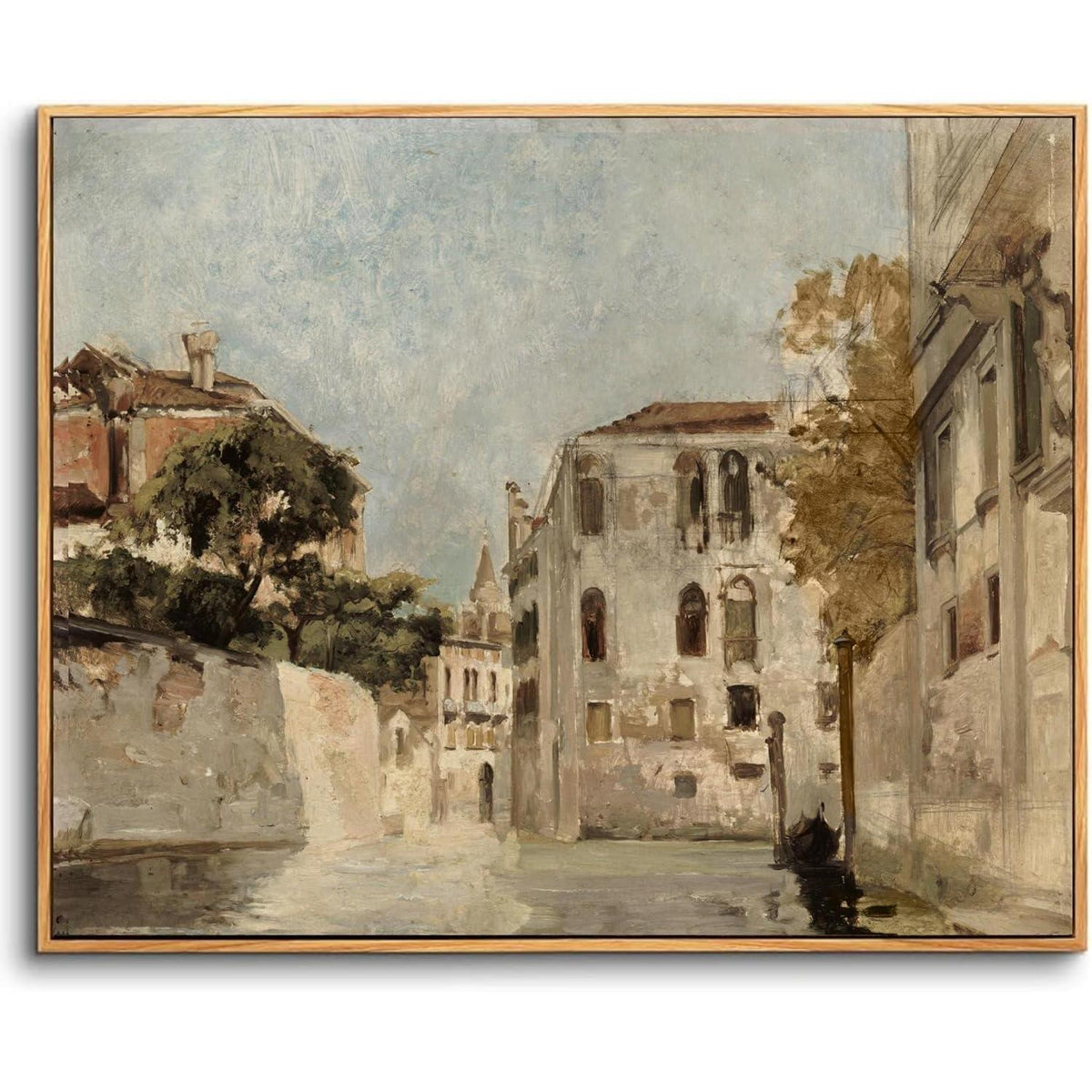 Vintage Venedig Leinwandbild mit Holzrahmen 60x90 cm