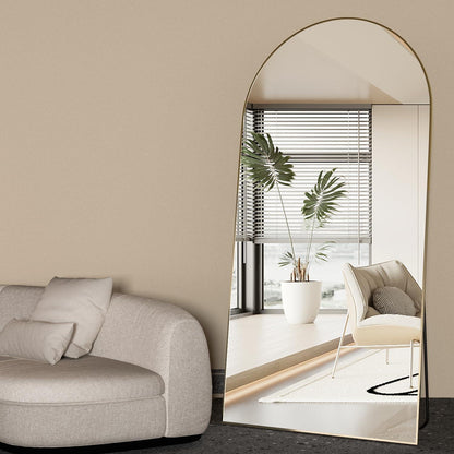 Freistehender Ganzkörperspiegel 180x80cm – Goldener Bodenspiegel mit Ständer