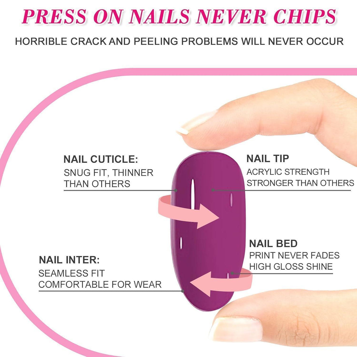 24 Stück Mandel Nägel Aufkleben Rosa Aurora French Press On Nails